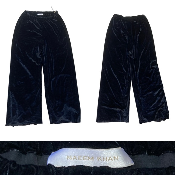 Naeem Khan Velour Pants Women’s size Small in Reflective Black - Picture 1 of 7